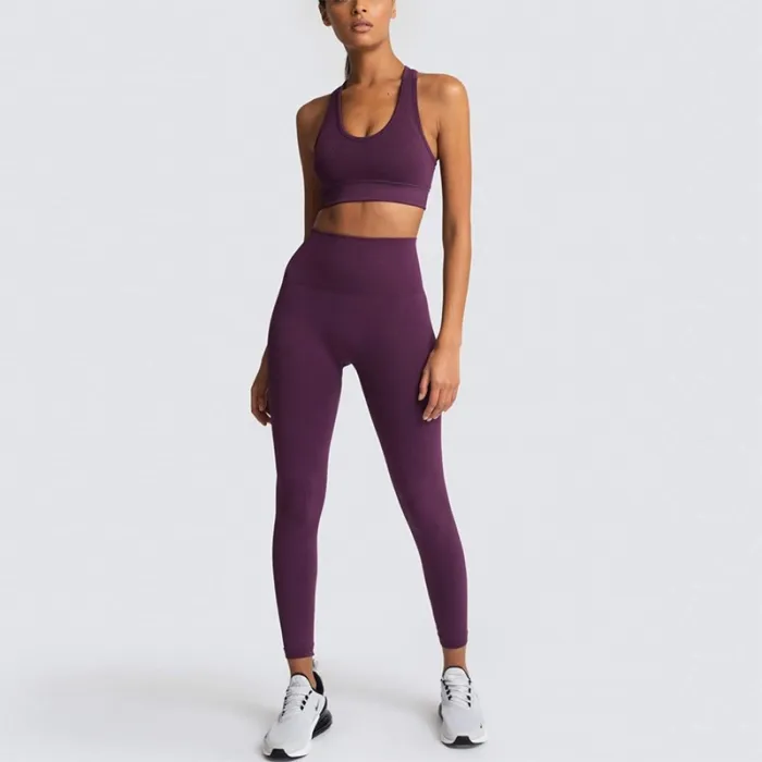 2020 Women's Yoga Set Seamless Sportswear 2-Piece Gym Yoga Clothes Sports Bra + Leggings Running Wear Skinny Sports Set Suits L