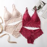 Women Lace Bra & Brief Sets Seamless Underwear Backless Vest Sexy Padded Bralette Lingerie Ultrathin Bra Sets Female Intimates