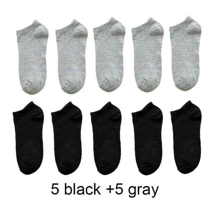 10 Pairs Women Socks Breathable Sports socks Solid Color Boat socks Comfortable Cotton Ankle Socks White Black ~