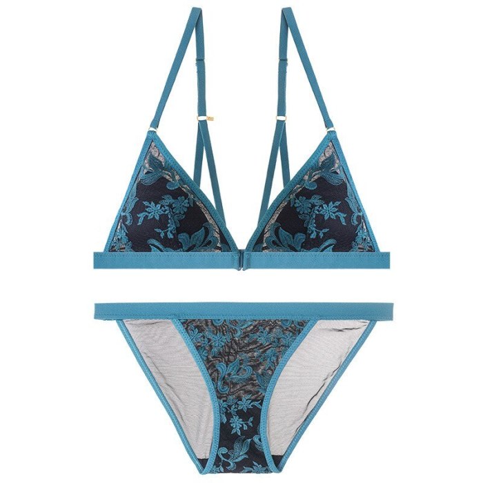 Breathable Underwear Set Soft Lingerie Set Red Transparent Bra Floral Two-Piece Bra And Panty Set Embroidery Lingerie Conjunto
