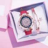 2019 Women Watches Set Starry Sky Ladies Bracelet Watch Casual Leather Sports Quartz Wristwatch Clock