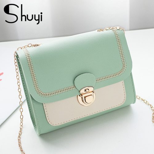 Stitching women's summer shoulder bag chain PU leather ladies messenger bag female small square bag clutch bags 2020 handbags