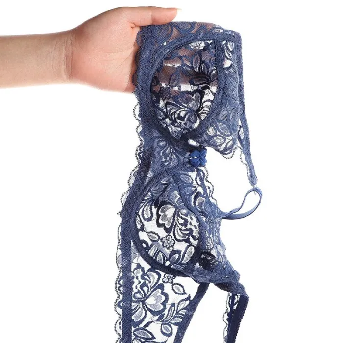 Yenlice 2020 Sexy Women Lace Gauze Bra Push Up 3/4 Cup Hook-and- Eye Breathable Ultra-thin Bra Lingerie Bralette Underwear New