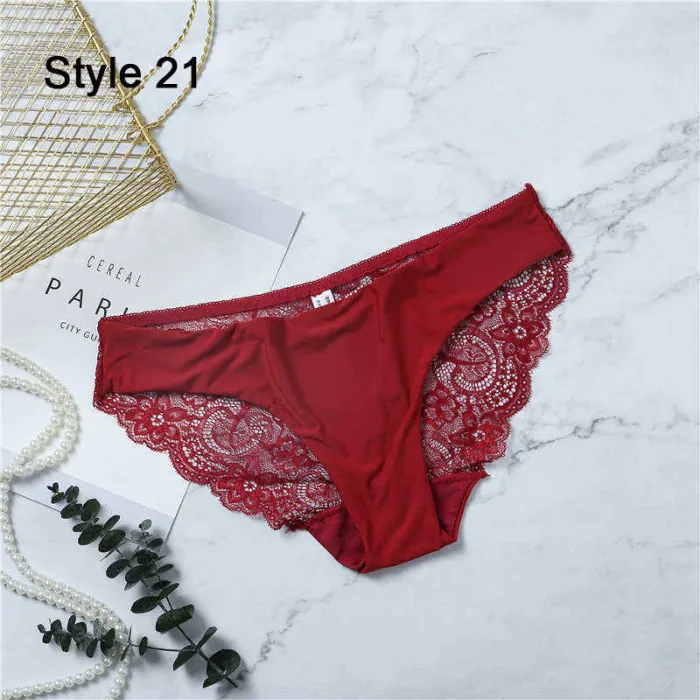 Fashion Women's Sexy Lace Panties Seamless Underwear Briefs Leopard Ice Silk for Girls Bikini Cotton Crotch Transparent Lingerie