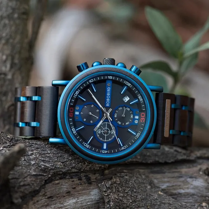 New Wooden Watch Men Top Brand Luxury Chronograph Military Quartz Watches for Man Dropshipping Customized