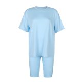 Basic Oversize Two Piece Short Set for Women Casual Tshirt and Shorts Set Homewear Streetwear Joggers Women 2 Sets Cuteandpsycho