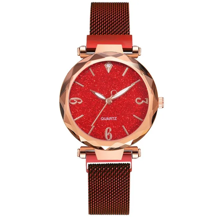 Rose Gold Women Watch 2020 Top Brand Luxury Magnetic Starry Sky Lady Wrist Watch Mesh Female Clock