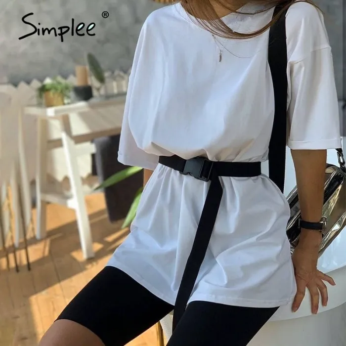 Casual solid outfits women's two piece suit with belt Home loose sports tracksuits fashion bicycle suit summer hot 2020