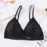 French women's lace sexy lace bra seamless deep V lace thin wireless bra triangle cup underwear sexy female underwear soft bra