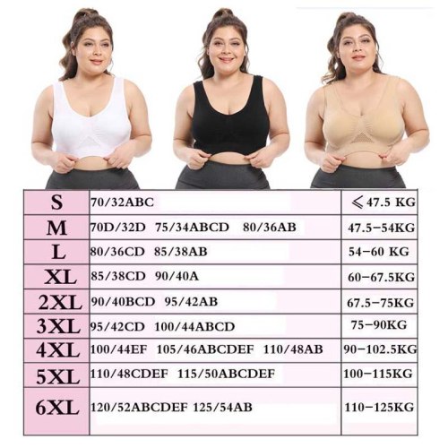 Plus Size Bra Seamless Bra With Pads Big Size 5XL 6XL Push Up Bralette Bras For Women  Vest Wireless Active Brassiere Bra