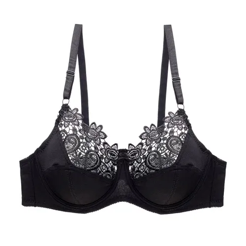 DKERT Plus Size Women Bras Ultrathin Sexy Lace Underwear Brassiere Soft Comfortable Bralette Push Up C D E Cup