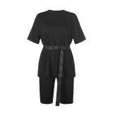 Basic Oversize Two Piece Short Set for Women Casual Tshirt and Shorts Set Homewear Streetwear Joggers Women 2 Sets Cuteandpsycho