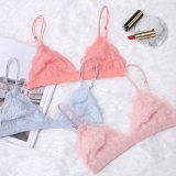 VRAIMMOI Sexy Lace Thin Triangle Bra For Women Lingerie Wireless Underwear Transparent Push Up bras Solid White/Black Bralette