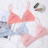 VRAIMMOI Sexy Lace Thin Triangle Bra For Women Lingerie Wireless Underwear Transparent Push Up bras Solid White/Black Bralette