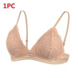Gumprun French Style Bralette Seamless Deep V Lace Bras for Women Wireless Push Up Bra Thin Soft Underwear Sexy Lingerie