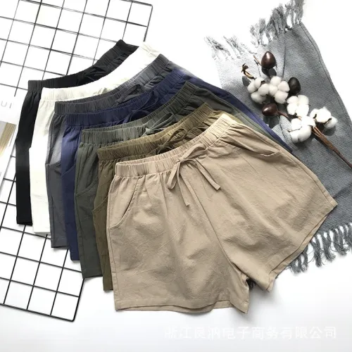 2020 New Hot Summer Casual Cotton Linen Shorts Women Plus Size High Waist Shorts Fashion Short Pants  Streetwear Women's Shorts