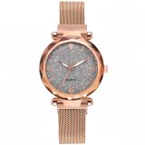 Rose Gold Women Watch 2020 Top Brand Luxury Magnetic Starry Sky Lady Wrist Watch Mesh Female Clock
