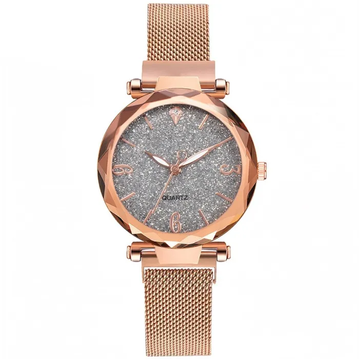 Rose Gold Women Watch 2020 Top Brand Luxury Magnetic Starry Sky Lady Wrist Watch Mesh Female Clock