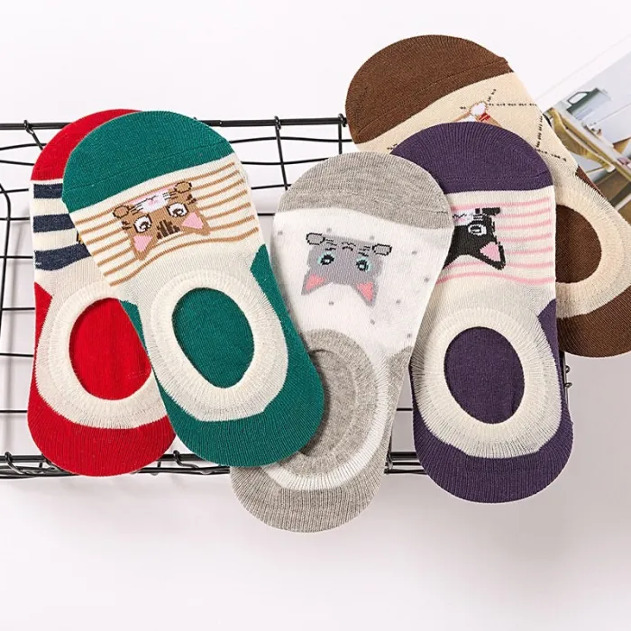 28 Style 10 Piece=5 Pairs/lot Cute Harajuku Animal Socks Women Summer Korean Cat Bear Rabbit Funny Low Cut Ankle Sock Happy Sox
