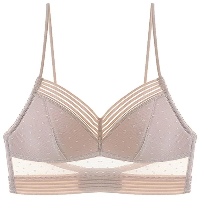 New Sexy Low Back Lace Bralette White Bra Bustier Crop Top Polka dot mesh Ultra Thin Underwear Women Lingerie Sexy Tank Tops Bra