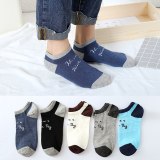 22 Styles 5 Pairs/lot Men Summer Cotton Socks Solid Color Striped Animals Ship Socks Fashionable Male Ankle Socks