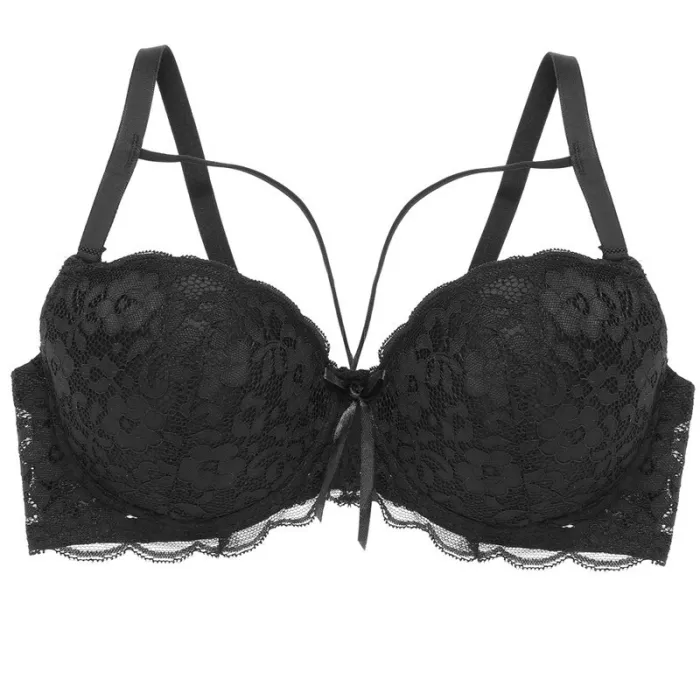 FINETOO Sexy Lace Bra Fashion Racerback Floral Bras For Women B C Cup Underwire Lingerie Bralette Female Bow Brallete Brassiere
