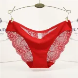 Sexy Women's Panties Seamless Lingerie Transparent Lace Bikini Briefs Plus size Lady Girl Underwear Cotton Fabric Intimates Top