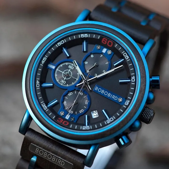 New Wooden Watch Men Top Brand Luxury Chronograph Military Quartz Watches for Man Dropshipping Customized