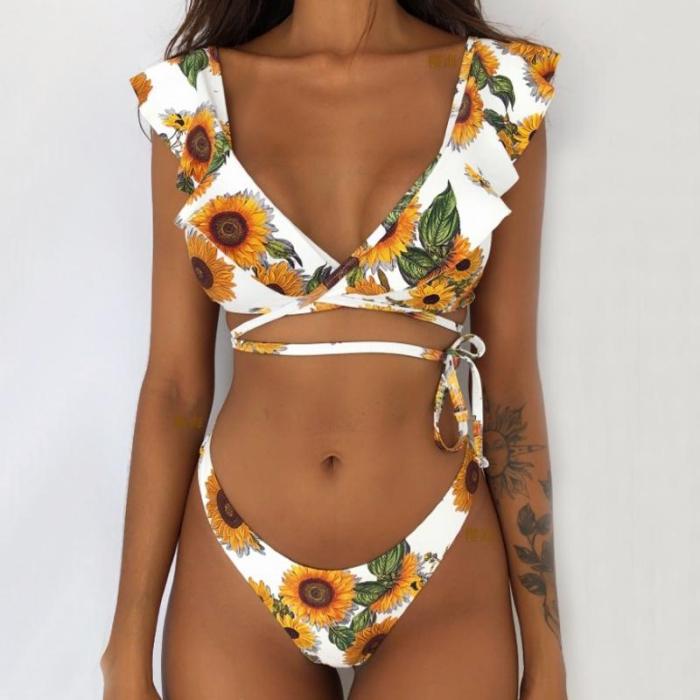 Rubylong 2019 Ruffles Bikini Women Sexy Vintage Swimsuit Brazilian Thong Bikini Set Female Retro Swimwear Push Up Bathing Suit