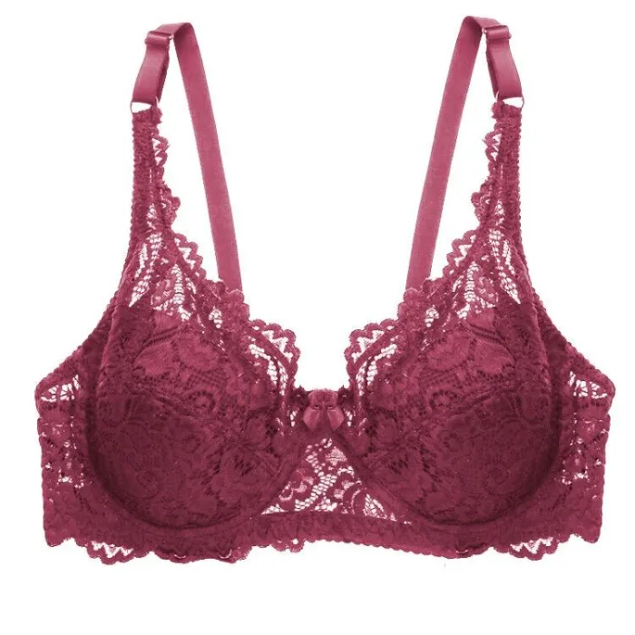FINETOO Sexy Bra Women Lace Bras B C Cup Floral Brassiere Deep V Underwear Plus Size Bralette Underwire Bra Female Lingerie New