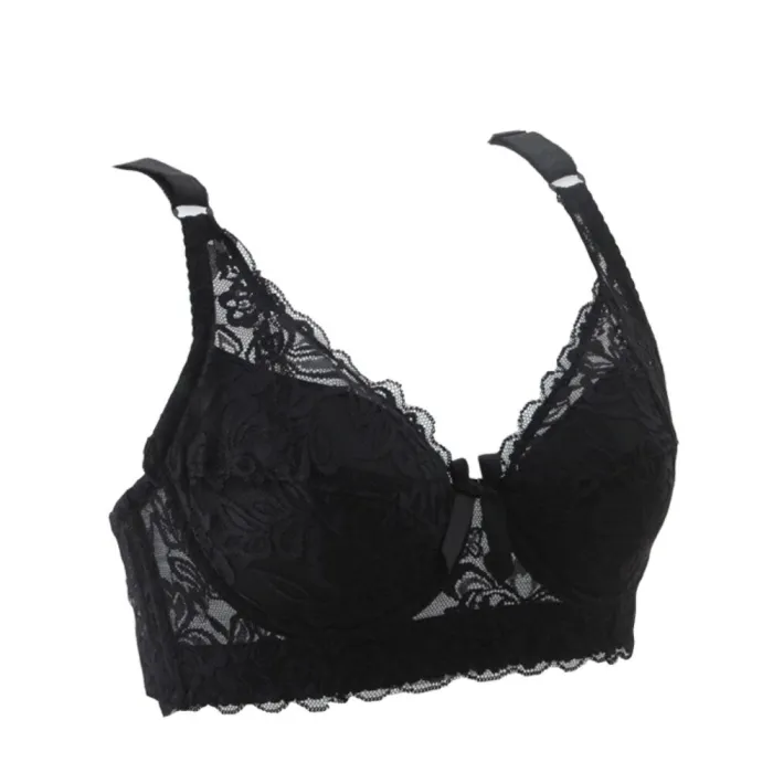 2020 Sexy Full Lace Women's Bras Push Up Coverage Flower Adjustable  Intimates Bowknot Underwear Plus Size