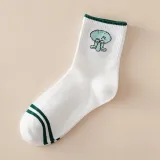 Japanese Kawaii Women Animals Cartoon Tube Socks Cute Egg Rabbit Panther Cotton Long Socks Female and Ladies Pink Milk White Sox