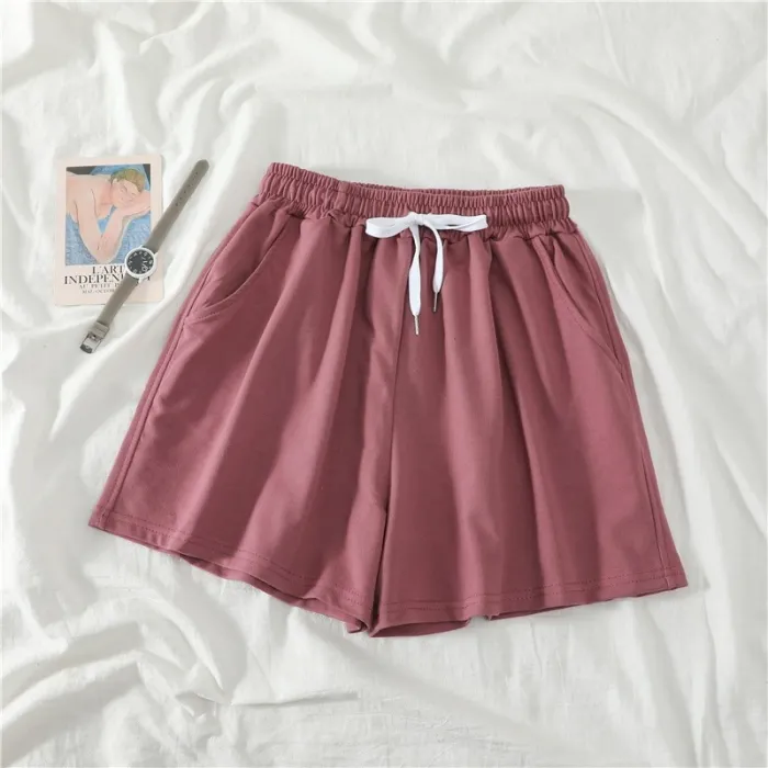 Women Shorts Summer Casual Solid Drawstring shorts high waist loose shorts for girls Soft Cool female short M-2XL