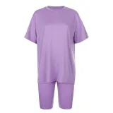 Rapwriter Solid Summer Oversized Tshirt And Shorts Two Piece Set Women Slim Shorts Long Tee Shirt Outfits Femme Biker Track Suit