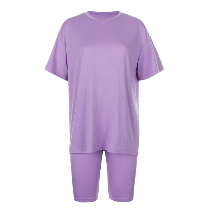 Rapwriter Solid Summer Oversized Tshirt And Shorts Two Piece Set Women Slim Shorts Long Tee Shirt Outfits Femme Biker Track Suit