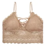 FINETOO Sexy Bralette Padded Bras For Women Transparent Wireless Bra Lace Intimates Lace Bralette Backless Brassiere Crop Tops