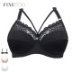 FINETOO Plus Size Bra Ultrathin Lace Bralette For Woman Racerback Push Up Cotton Brassiere Underwire C D E Cup Bras Underwears