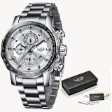 Fashion Mens Watches Luxury Stainless Steel Waterproof Quartz Watch Men Top Brand Business Chronograph