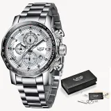 Fashion Mens Watches Luxury Stainless Steel Waterproof Quartz Watch Men Top Brand Business Chronograph