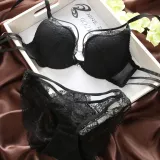 Sexy push up padded underwear briefs lace bra set bra and panty set back closure seamless  women underwire lingerie set