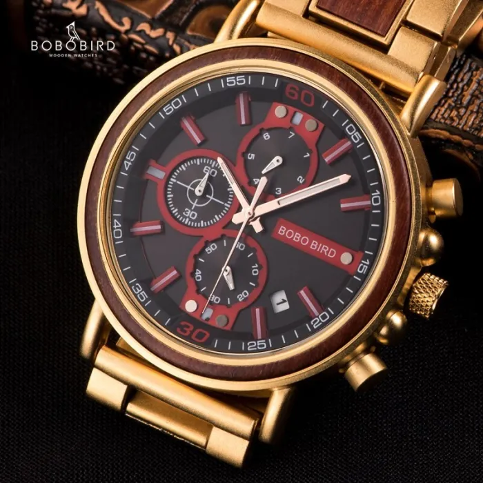 New Wooden Watch Men Top Brand Luxury Chronograph Military Quartz Watches for Man Dropshipping Customized