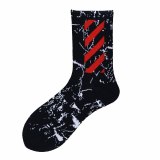 1 pair colorful Men's socks funny European  maple leaf hip-hop In Tube socks cotton personalized sports  basketball socks women