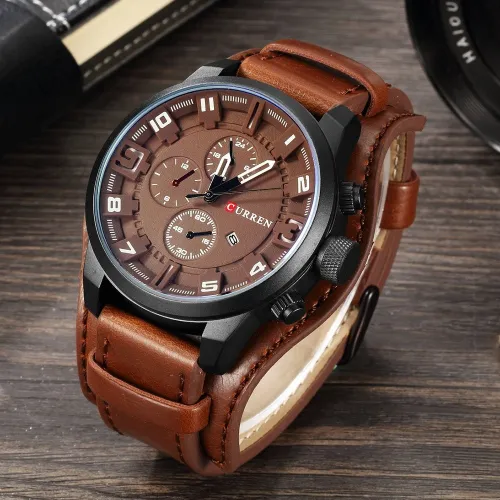 Top  Brand Luxury Mens Watches Male Clocks Date Sport Military Clock Leather Strap Quartz Business Men Watches Gift
