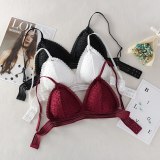 French thin Cup Wireless push up Bra New Sexy Deep V Lace Underwear Women's Bra Fashion lingerie bralette underwear