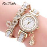 Brand Women Bracelet Watches Ladies Love Leather Strap Rhinestone Quartz Wrist Watch Luxury Fashion Quartz Watch