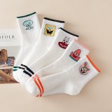 Japanese Kawaii Women Animals Cartoon Tube Socks Cute Egg Rabbit Panther Cotton Long Socks Female and Ladies Pink Milk White Sox