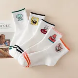 Japanese Kawaii Women Animals Cartoon Tube Socks Cute Egg Rabbit Panther Cotton Long Socks Female and Ladies Pink Milk White Sox