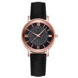 Dial Watches for Women Fashion Roman Scale Rhinestone Leather Ladies Quartz Watch Female Wrist Watch