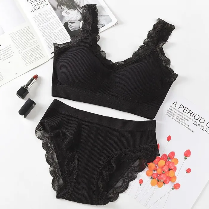 Women Sexy Push Up Underwear Bra Set Sports Lace Bra Set Top High Impact For Fitness Padded Running Jogging Gym Wear Female Bra