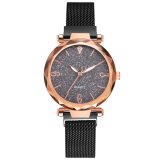 Rose Gold Women Watch 2020 Top Brand Luxury Magnetic Starry Sky Lady Wrist Watch Mesh Female Clock